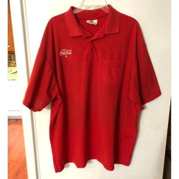 Coca Cola Red Polo Shirt Short Sleeve Vintage 2XL - Picture 1 of 6